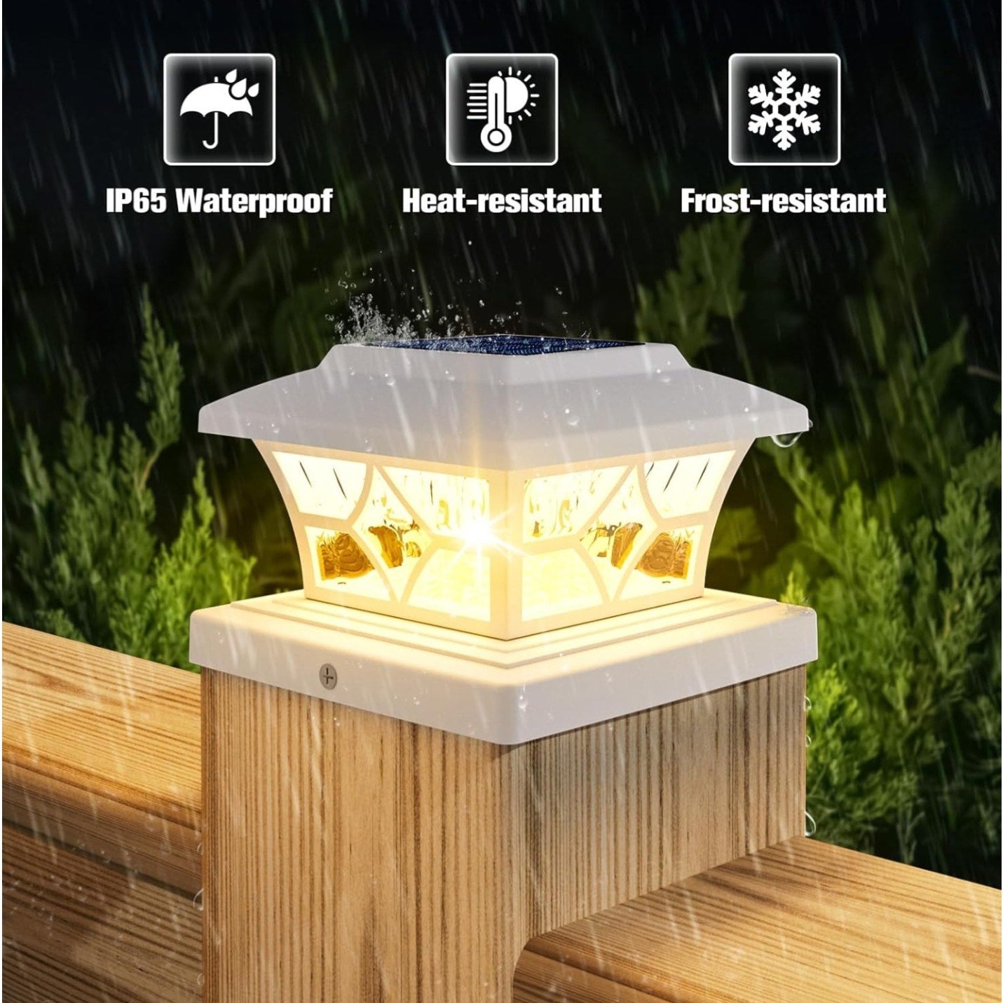 VOLISUN Solar Post Cap Lights Outdoor, Solar Powered Fence Cap Lights for 4x4 Vinyl/Wood, White