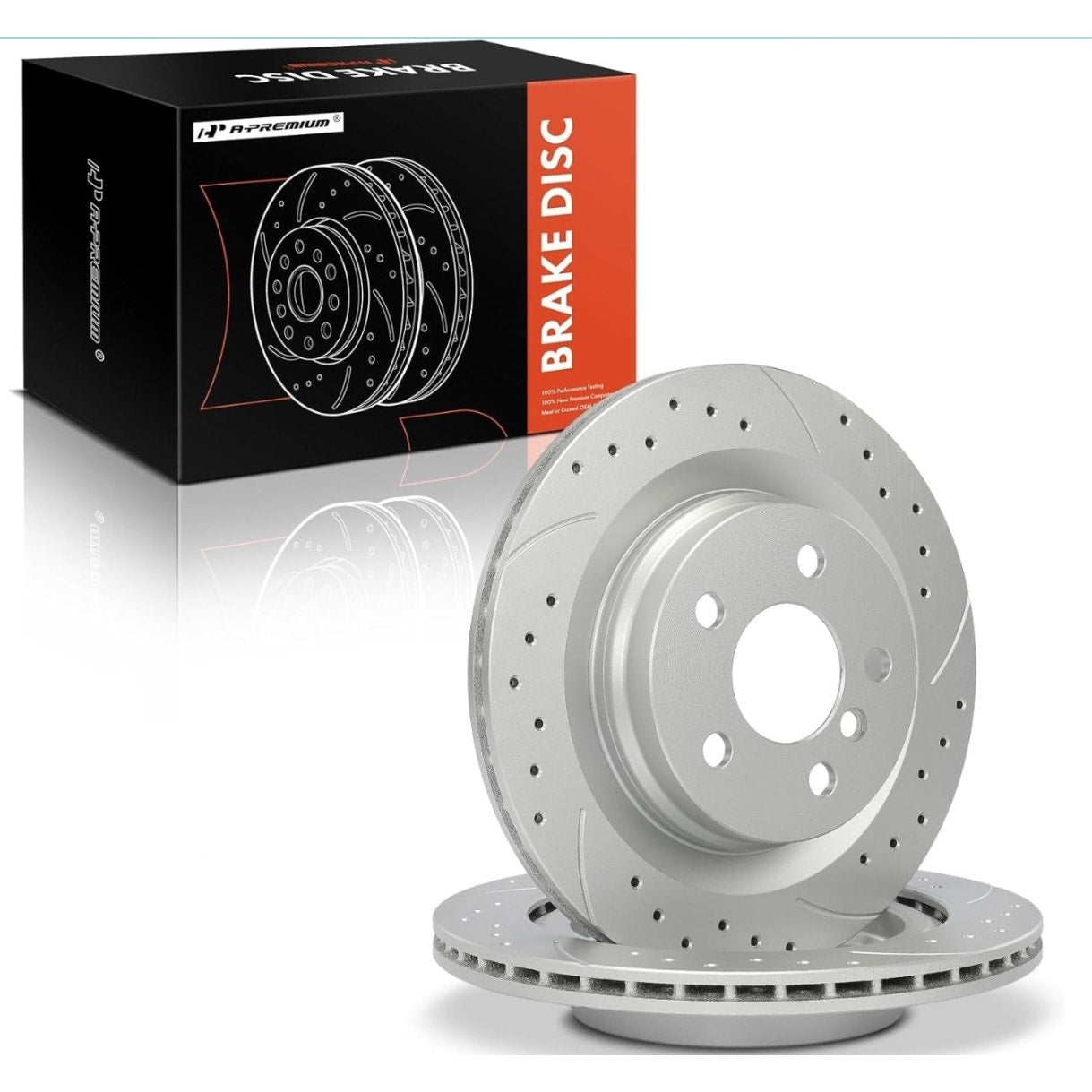 A-Premium 11.81 inch (300mm) Rear Drilled and Slotted Disc Brake Rotors Compatible with Select BMW