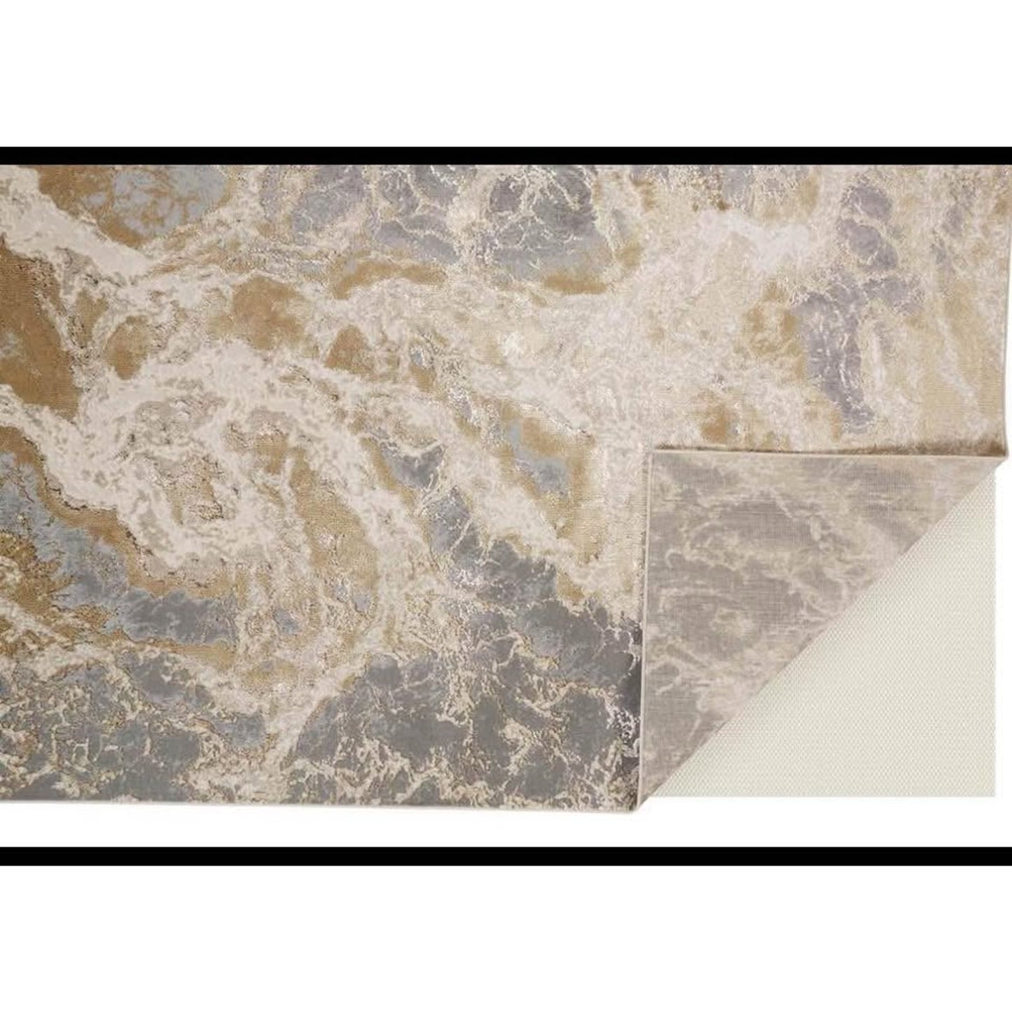 Jewel 8 x 10 Area Rug in Gold, Easy Care Stain Resistant Fade Resistant Modern Abstract, Soft Floor