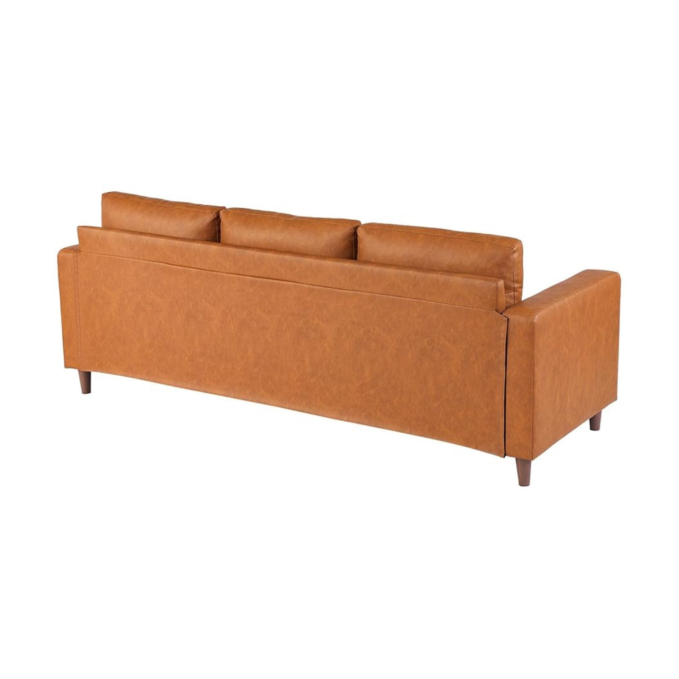 Leather Sofa, 85" Mid-Century Modern Couch, 3-Seater Sofa