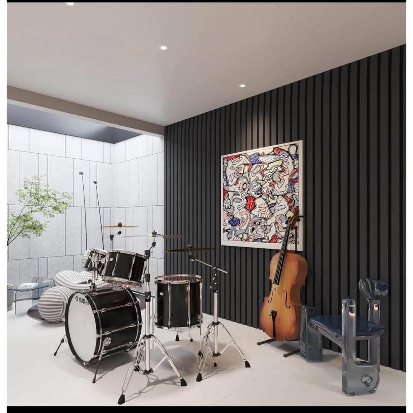 ROOMTEC Acoustic Wood Wall Panels, 94.49” x 12.6” Soundproof Wall Panels, Wood Slat Wall Panels for
