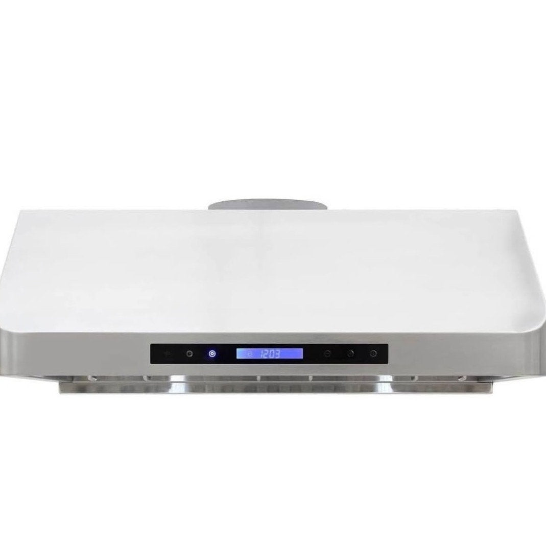 DE300RHSSS Range Hood Under Cabinet with Exhaust Duct Touchscreen LED Lights 4-Speed