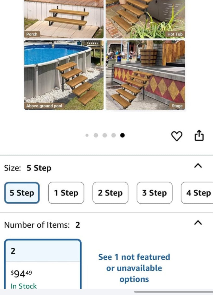 Steel Stair Step Riser 5-Step, Metal Stair Stringer with Reinforcing Support Legs, Heavy Duty Steel Stair Stringer for 42.5" Height Deck and Outdoor Steps (2 Pack)