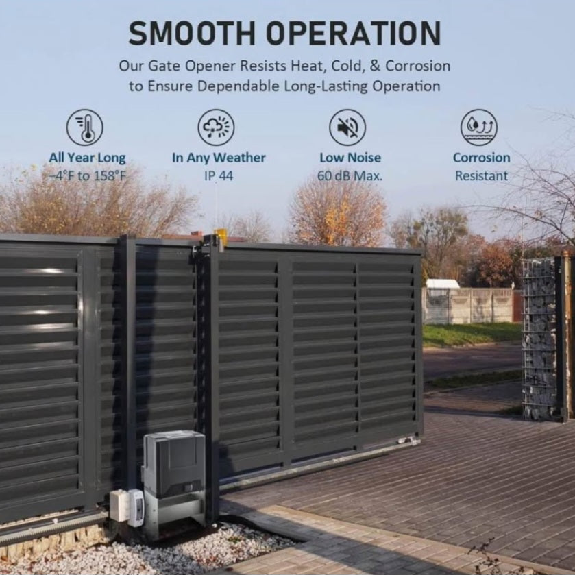 CO-Z CG5500 Automatic 5500 lb Sliding Gate Opener with 2 Remote Controls, Electric Rolling Driveway Fence Slide Gate Motor, Gate Operator Hardware Security System Kit for Sliding Gate Up to 40 Feet