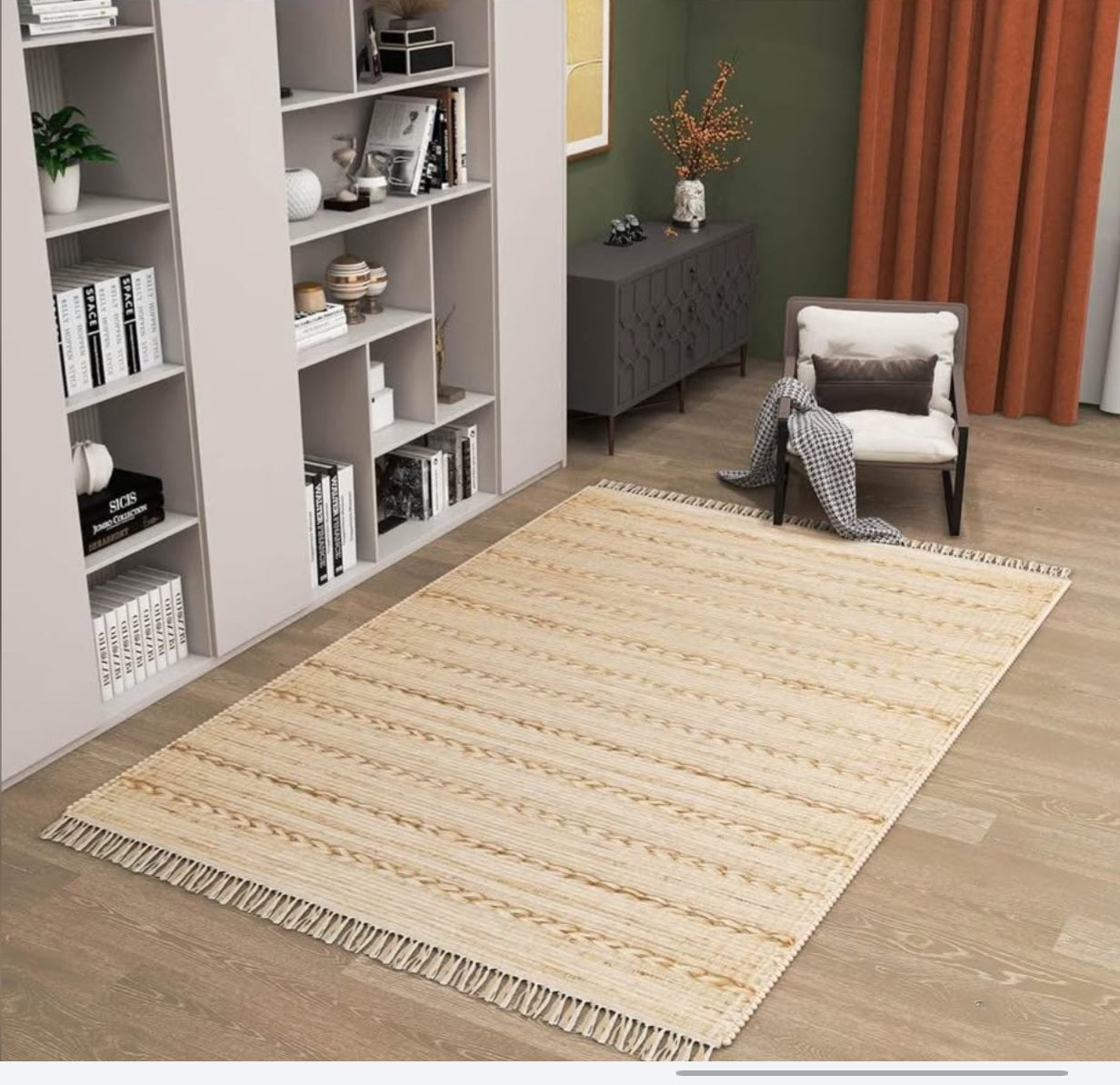 6x9 Ft Jute Natural Area Rug, Hand Woven Rug for Living Rooms, Kitchen, Bedroom & Dinings Premium Quality Home Decor (0.5 inch Thickness