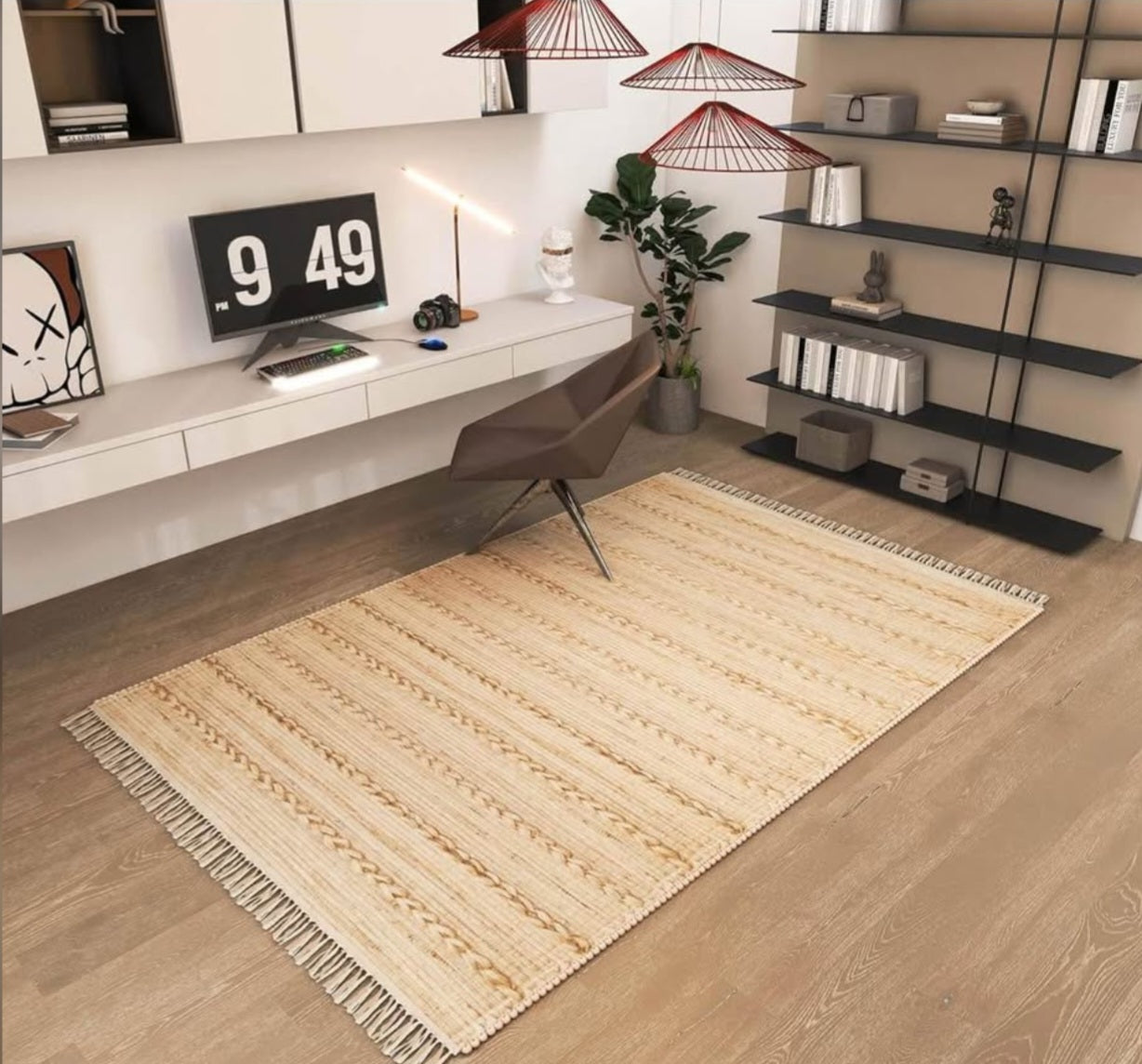 6x9 Ft Jute Natural Area Rug, Hand Woven Rug for Living Rooms, Kitchen, Bedroom & Dinings Premium Quality Home Decor (0.5 inch Thickness