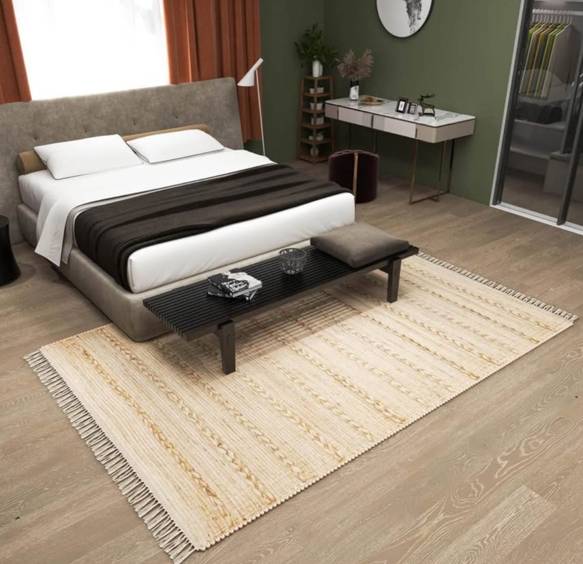 6x9 Ft Jute Natural Area Rug, Hand Woven Rug for Living Rooms, Kitchen, Bedroom & Dinings Premium Quality Home Decor (0.5 inch Thickness