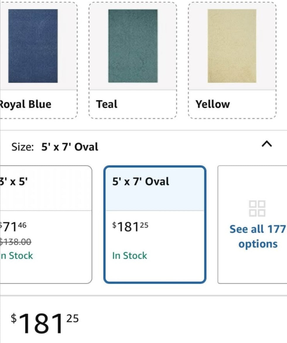 Ambiant Pet Friendly Solid Color Area Rugs Teal - 5' x 7' Oval, Indoor, Stain & Fade Resistant, Perfect for Living Room, Bedroom, Dining Room, Entryway, Doorway, Pet & Kids Friendly Rug, Wedding