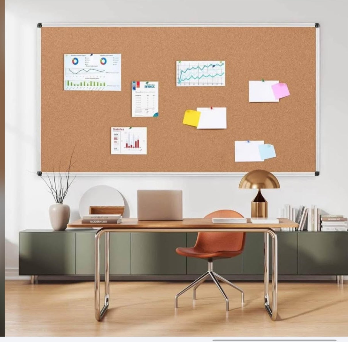 Board2by Extra Large Cork Bulletin Board 96" X 48", Silver Aluminum Framed 8'x4' Corkboard for Wall, Wall Mounted Notice Pin Board with 18 Push Pins for School, Home & Office Ding due to shipping,