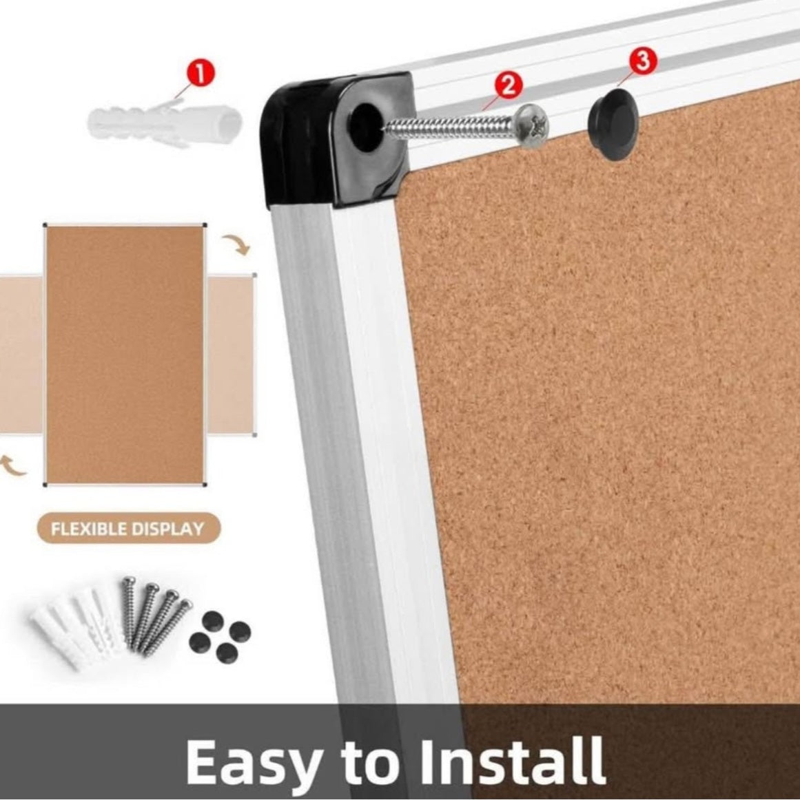 Board2by Extra Large Cork Bulletin Board 96" X 48", Silver Aluminum Framed 8'x4' Corkboard for Wall, Wall Mounted Notice Pin Board with 18 Push Pins for School, Home & Office Ding due to shipping,