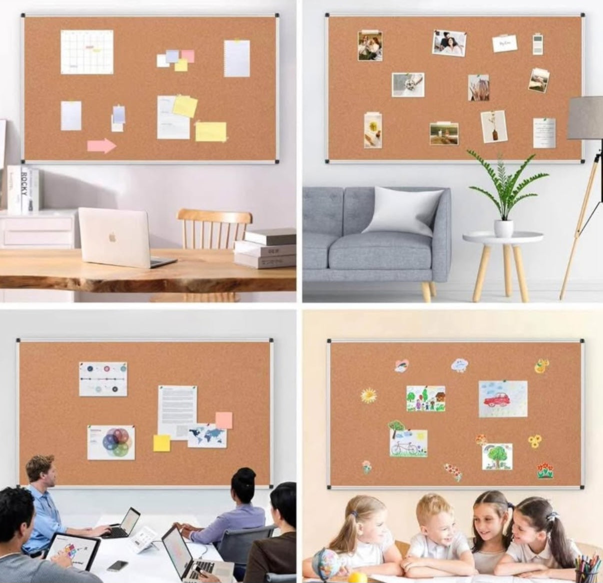 Board2by Extra Large Cork Bulletin Board 96" X 48", Silver Aluminum Framed 8'x4' Corkboard for Wall, Wall Mounted Notice Pin Board with 18 Push Pins for School, Home & Office Ding due to shipping,