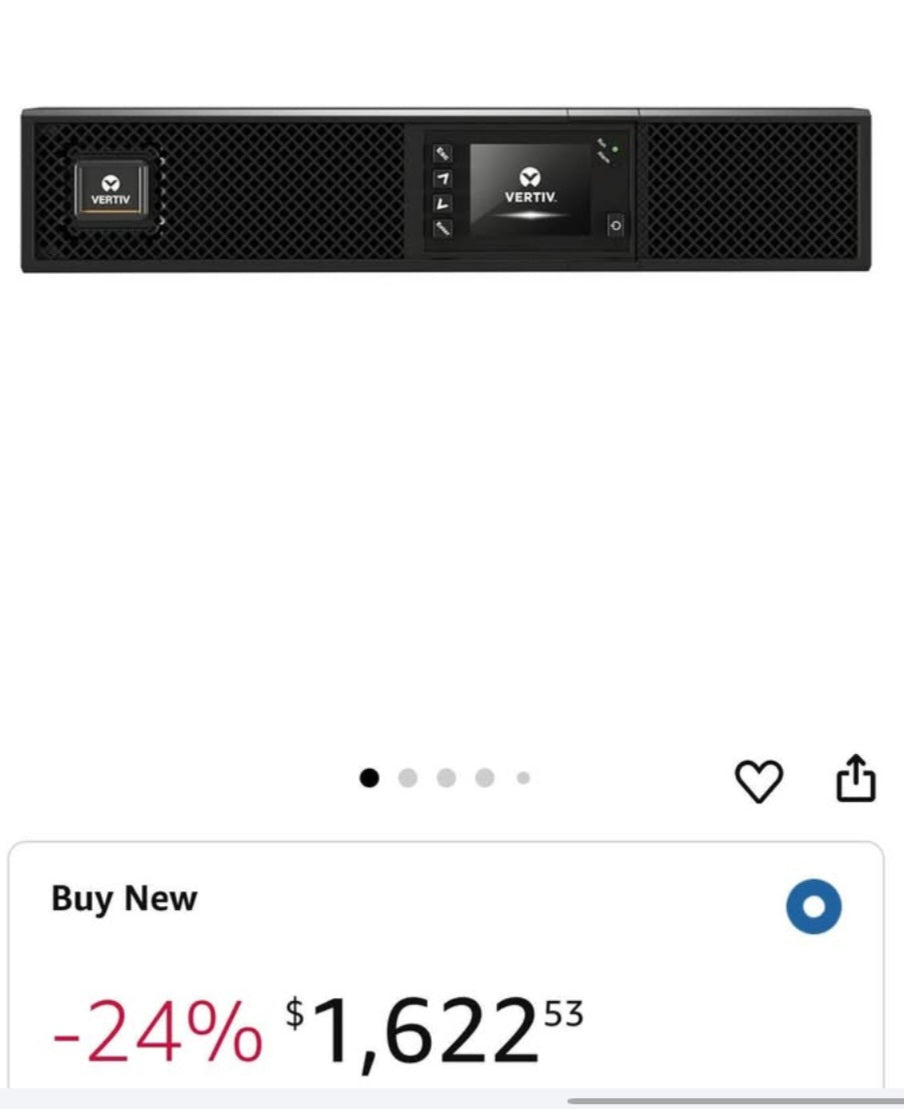 Vertiv Liebert GXT5 UPS - 2000VA/1800W 120V, Online Double Conversion, 2U Rack/Tower, Energy Star Certified, Lead Acid, Sine Wave, Battery Backup, 0.9 Power Factor, Colored LCD (GXT5-2000LVRT2UXL)