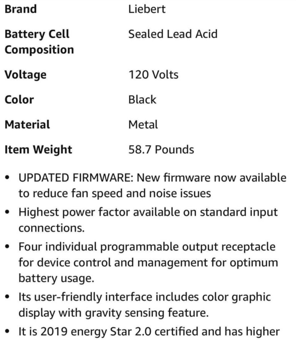 Vertiv Liebert GXT5 UPS - 2000VA/1800W 120V, Online Double Conversion, 2U Rack/Tower, Energy Star Certified, Lead Acid, Sine Wave, Battery Backup, 0.9 Power Factor, Colored LCD (GXT5-2000LVRT2UXL)