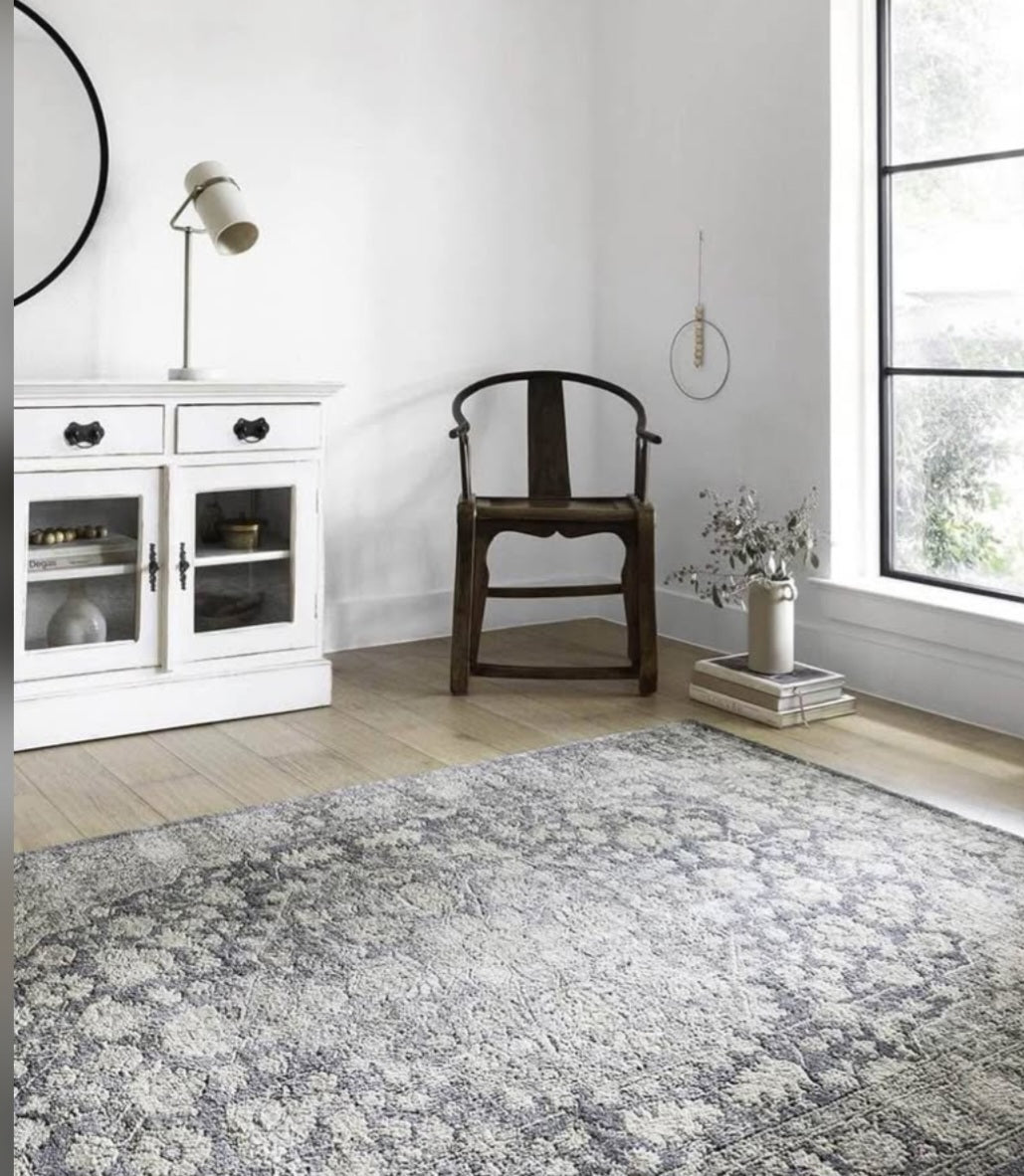 Loloi Teagan Collection 11'-6" x 15' Area Rug in Denim/Mist - Large Area Rug, Soft Neutral Rug, High-Traffic Area Rug for Living Room, Bedroom, Home Office, Dining Area