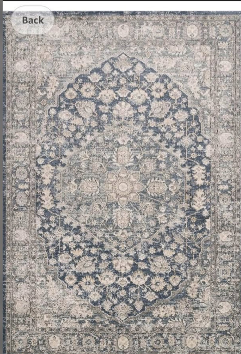 Loloi Teagan Collection 11'-6" x 15' Area Rug in Denim/Mist - Large Area Rug, Soft Neutral Rug, High-Traffic Area Rug for Living Room, Bedroom, Home Office, Dining Area