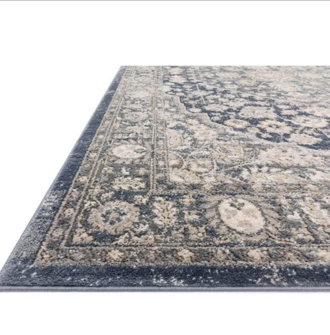 Loloi Teagan Collection 11'-6" x 15' Area Rug in Denim/Mist - Large Area Rug, Soft Neutral Rug, High-Traffic Area Rug for Living Room, Bedroom, Home Office, Dining Area