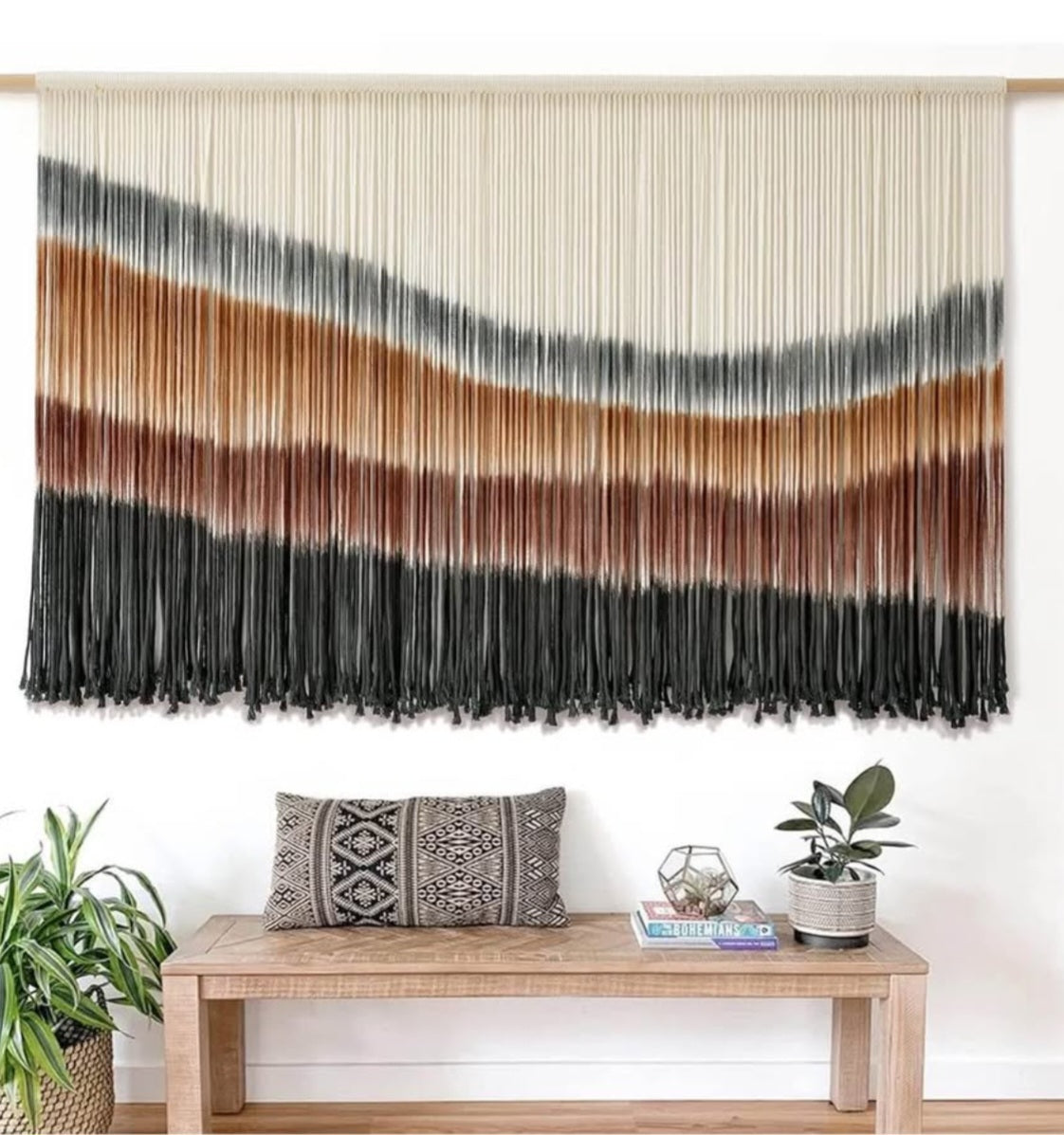 Flber Macrame Wall Hanging Macrame Wall Decor Large-Scale Tie-Dye Tapestry Living Home Room Wall Decor 57" Wx 35" L