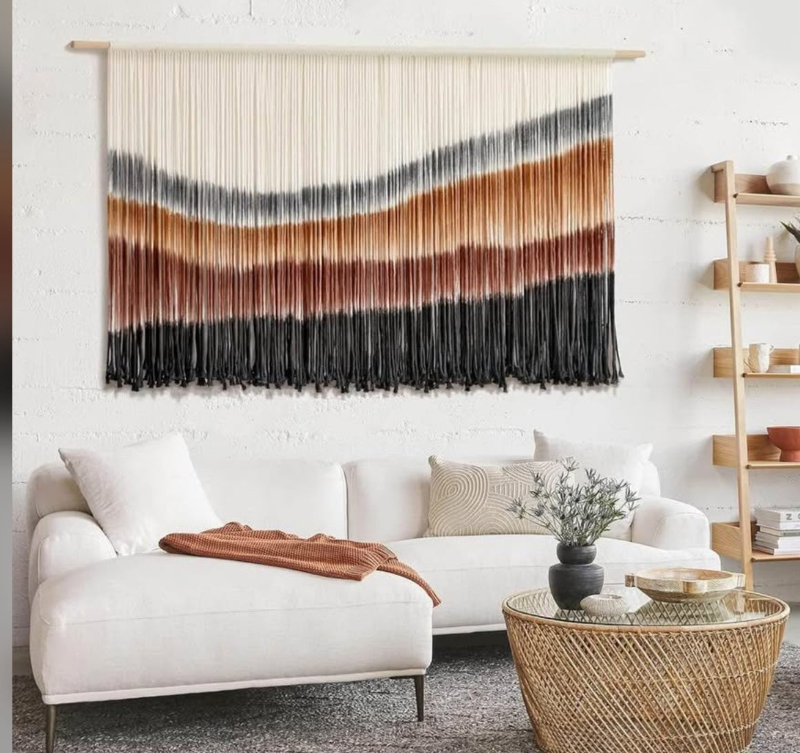 Flber Macrame Wall Hanging Macrame Wall Decor Large-Scale Tie-Dye Tapestry Living Home Room Wall Decor 57" Wx 35" L