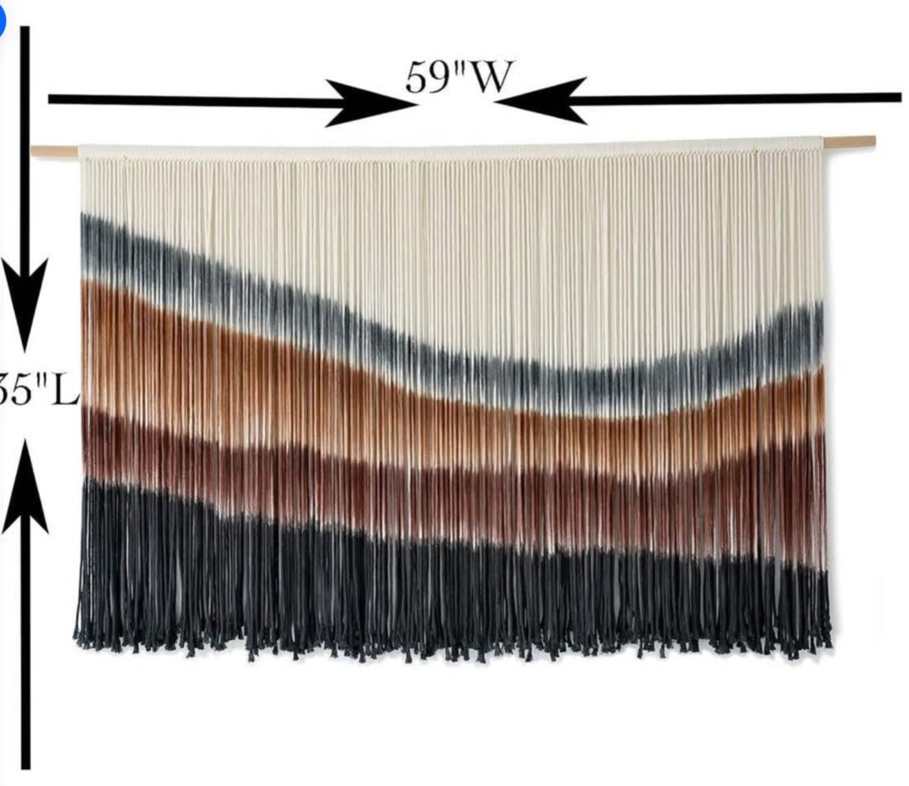Flber Macrame Wall Hanging Macrame Wall Decor Large-Scale Tie-Dye Tapestry Living Home Room Wall Decor 57" Wx 35" L