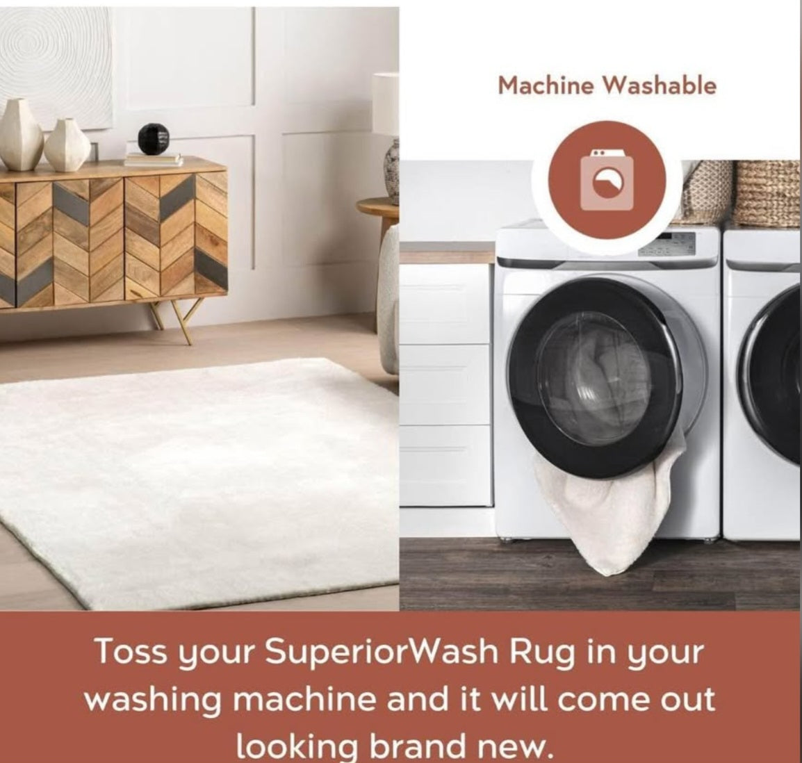 NuLOOM 7'10" x 10' Versa Collection Reversible SuperiorWash Area Rug, Machine Washable, Stain-Resistant, Easy Storage, Oeko-TEX Certified, Rashana Black/Cream