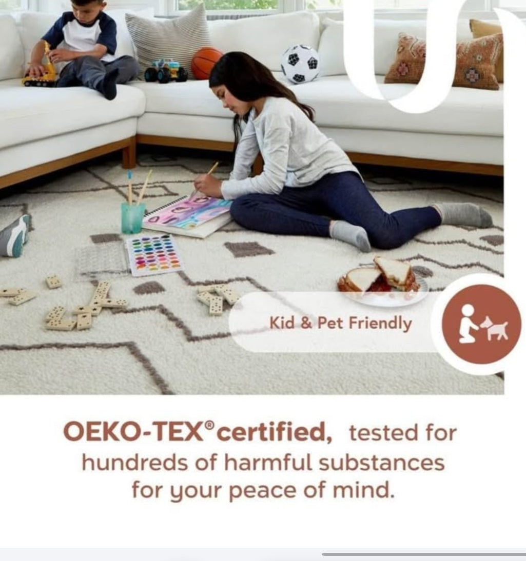 NuLOOM 7'10" x 10' Versa Collection Reversible SuperiorWash Area Rug, Machine Washable, Stain-Resistant, Easy Storage, Oeko-TEX Certified, Rashana Black/Cream
