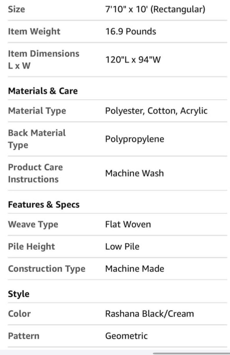 NuLOOM 7'10" x 10' Versa Collection Reversible SuperiorWash Area Rug, Machine Washable, Stain-Resistant, Easy Storage, Oeko-TEX Certified, Rashana Black/Cream