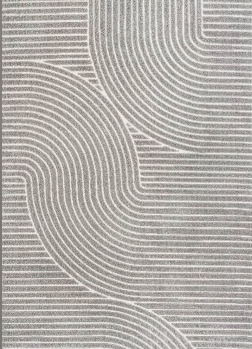 JONATHAN Y SCN100A-5 Skagen High-Low Minimalist Curve Geometric Indoor/Outdoor Area Rug, Modern, Contemporary, Geometric, Bohemian, Bedroom, Kitchen, Living Room, Non Shedding, Gray/Ivory, 5’3”x7’7”