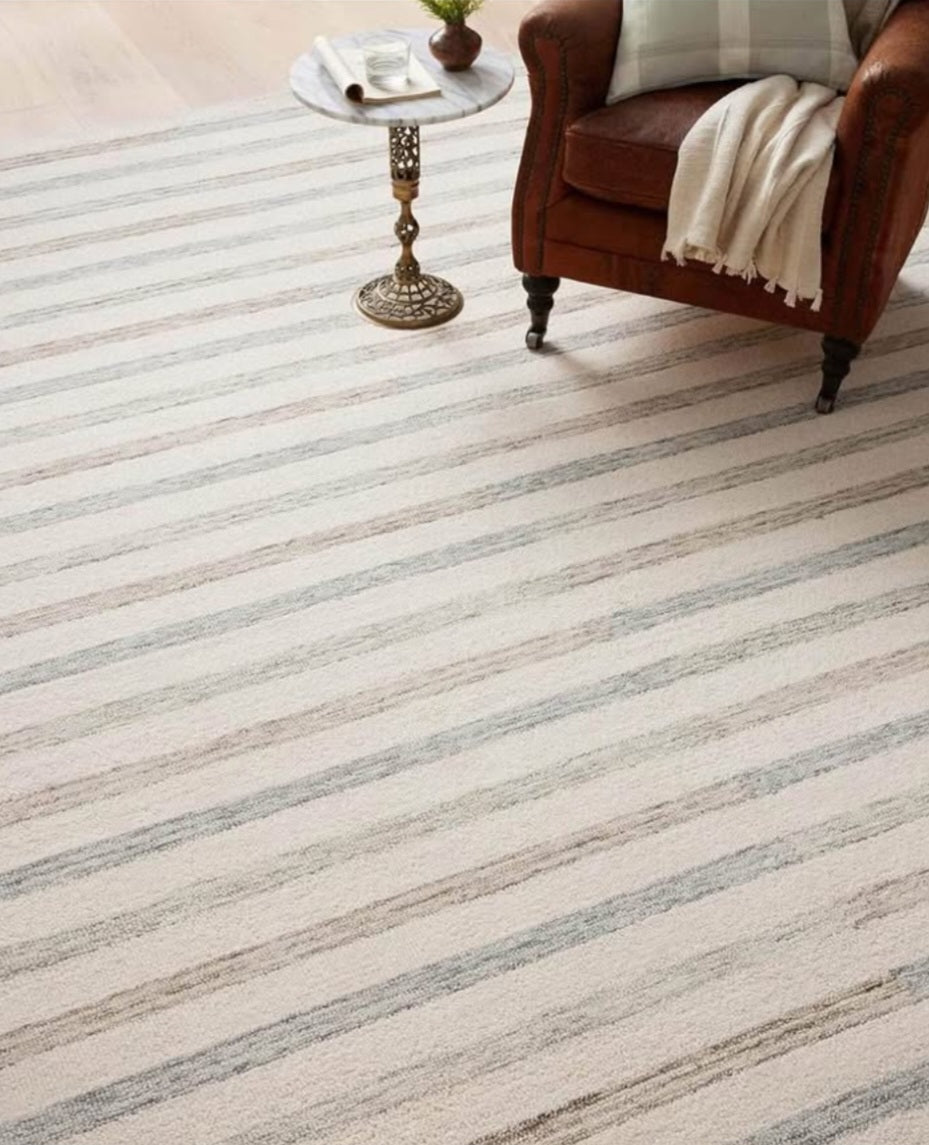 Loloi Chris Loves Julia Chris Collection CHR-05 Ivory/Slate 7'-9" x 7'-9", .50" Pile Height, Area Rug