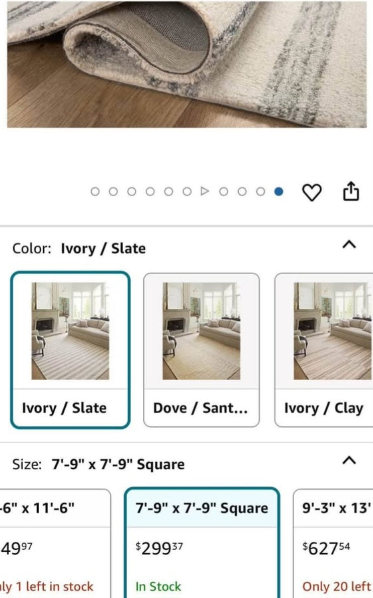 Loloi Chris Loves Julia Chris Collection CHR-05 Ivory/Slate 7'-9" x 7'-9", .50" Pile Height, Area Rug