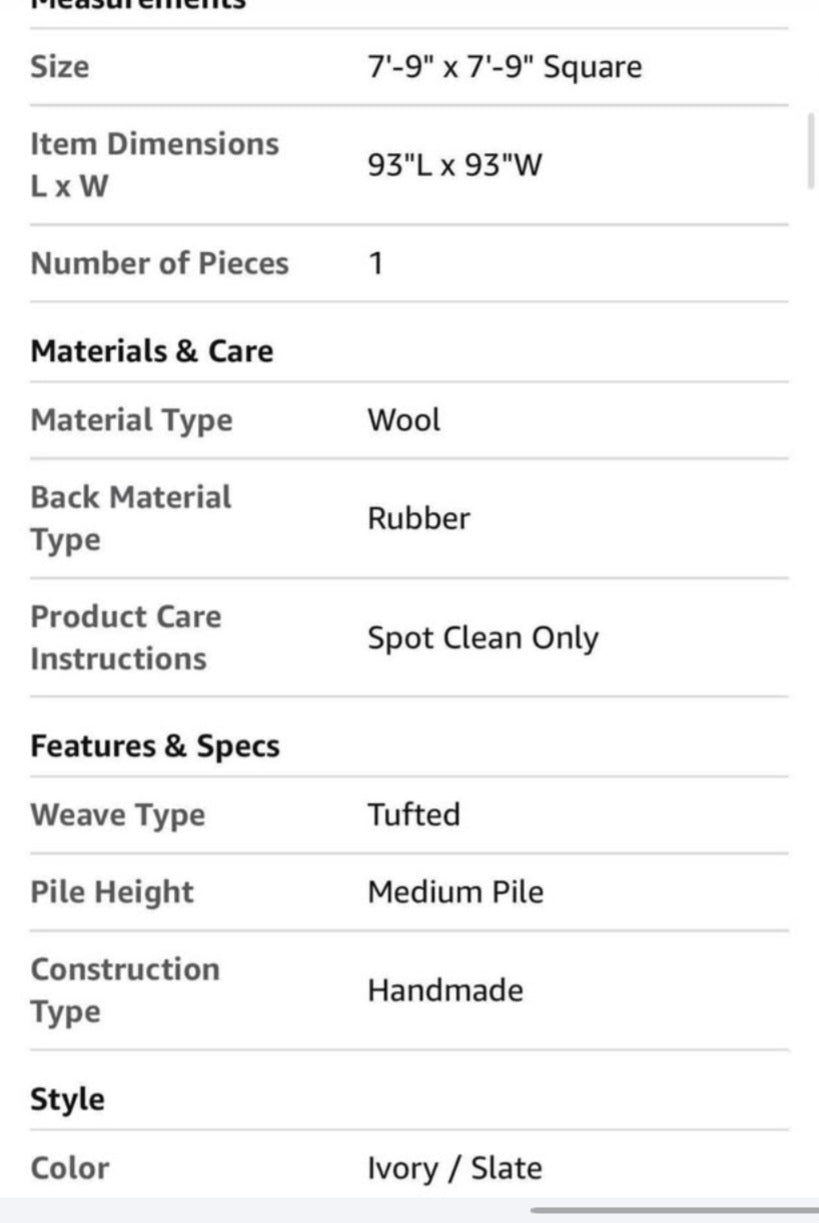 Loloi Chris Loves Julia Chris Collection CHR-05 Ivory/Slate 7'-9" x 7'-9", .50" Pile Height, Area Rug