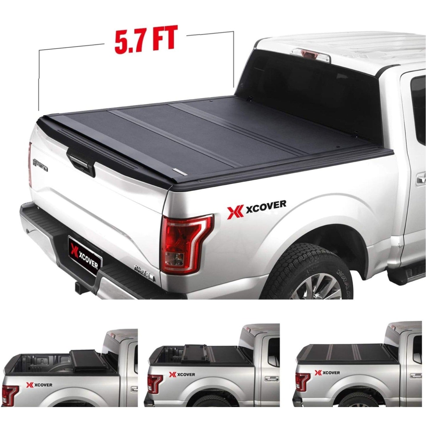 Xcover Low Profile Hard Folding Truck Bed Tonneau Cover, Compatible with 2019-2025 Ram 1500 5.7 ft