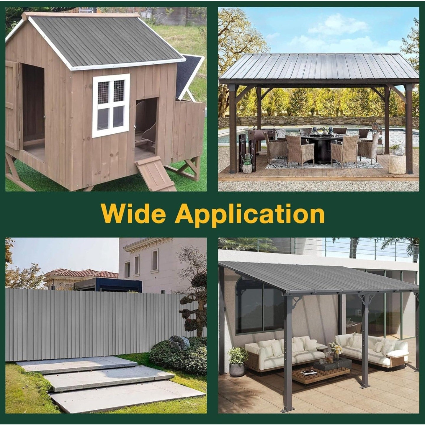 NeatiEase 20 Pcs Metal Roofing Panels, 6.1 Feet Corrugated Galvanized Roofing Panels Metal Siding