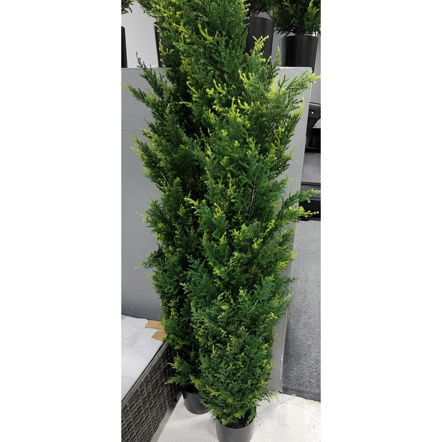 Artificial Cedar Topiary Trees 4FT Potted Fake Cypress Trees Faux Evergreen Plants for Home Porch