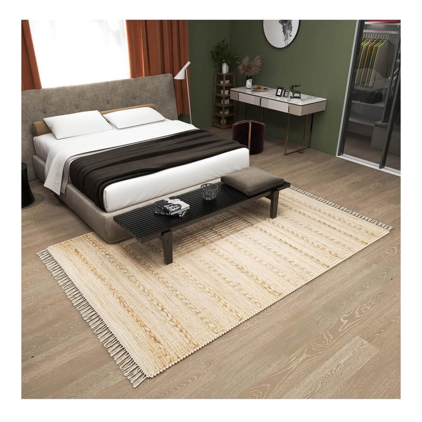 6x9 Ft Jute Natural Area Rug, Hand Woven Rug for Living Rooms, Kitchen, Bedroom & Dinings Premium Qu