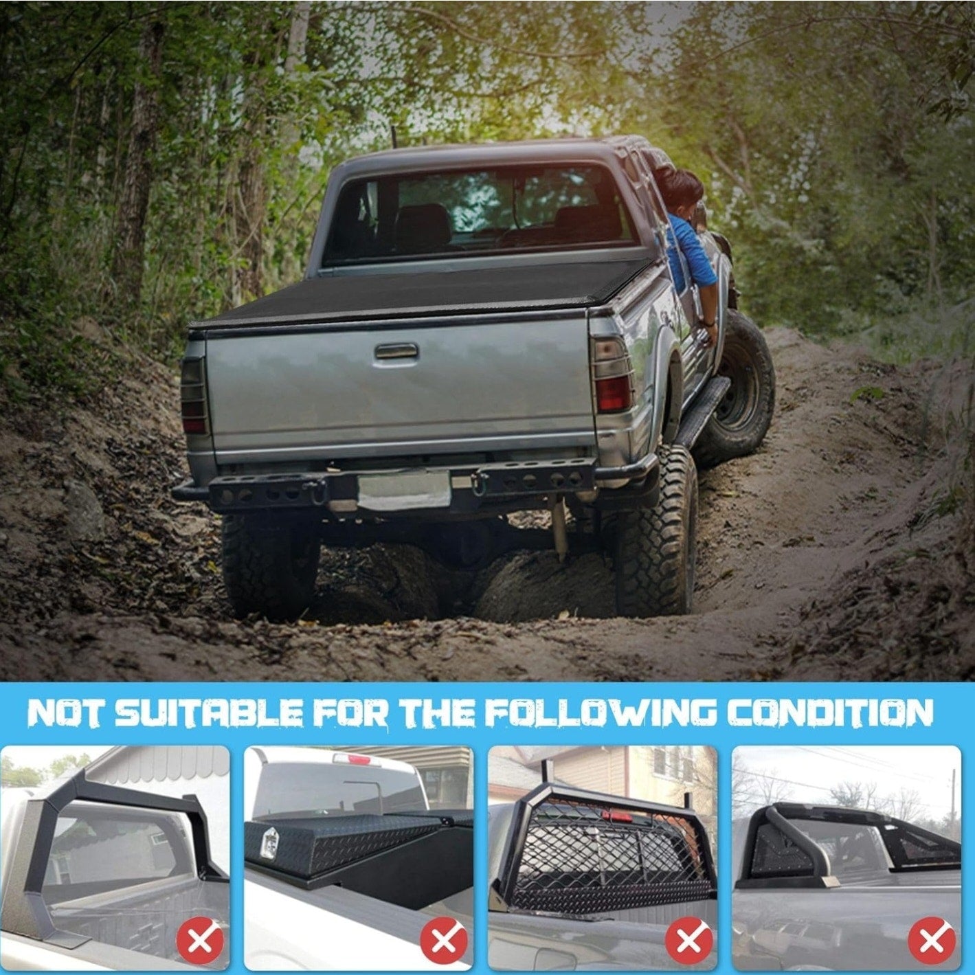 Truck Bed Tonneau Cover Compatible with Ford Super Duty 8.2 ft Long Box, 1999-2025 F250 F-250 F350