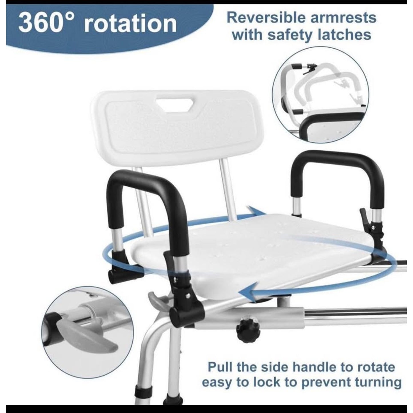 EOSPRIM Sliding Shower Chair Tub 360 Rotating