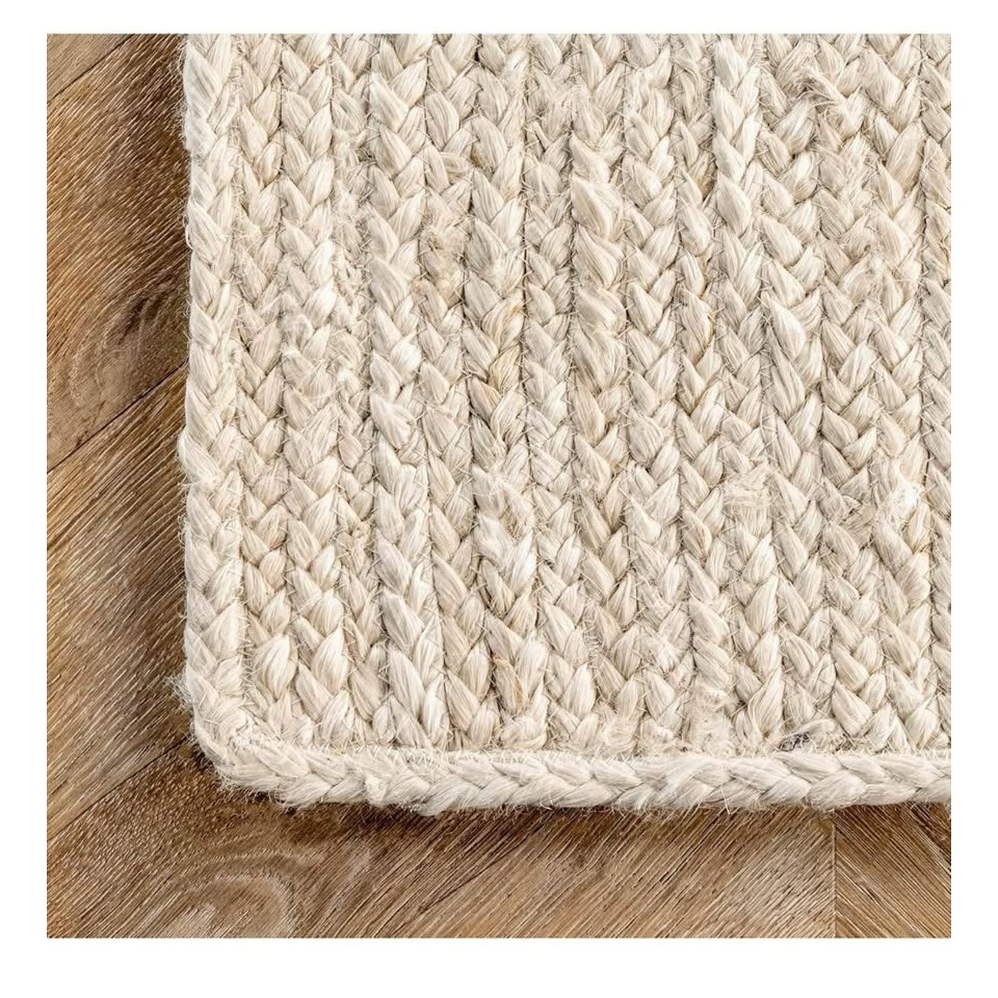nuLOOM 6x9 Rigo Jute Hand Woven Area Rug, Off White, Solid Farmhouse Design, Natural Fiber, For Bedr