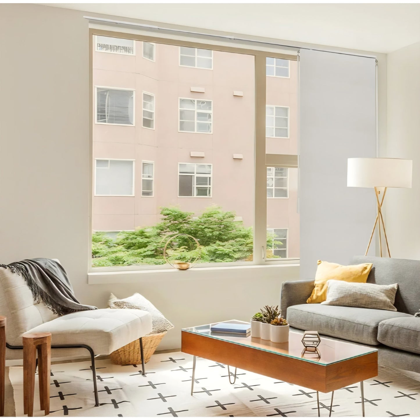 CHICOLOGY Blinds for Sliding Glass Doors ,Skyrise White (Light Filtering) W:46-86 x H: 0-96 inch