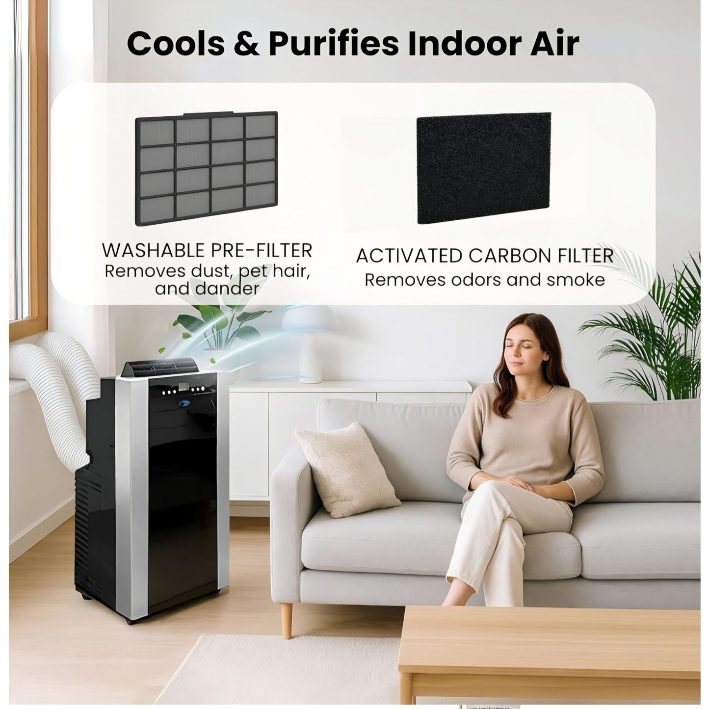 Whynter Portable Air Conditioner 14,000 BTU & Heater with Dual Hose Dehumidifier & Cooling Fan