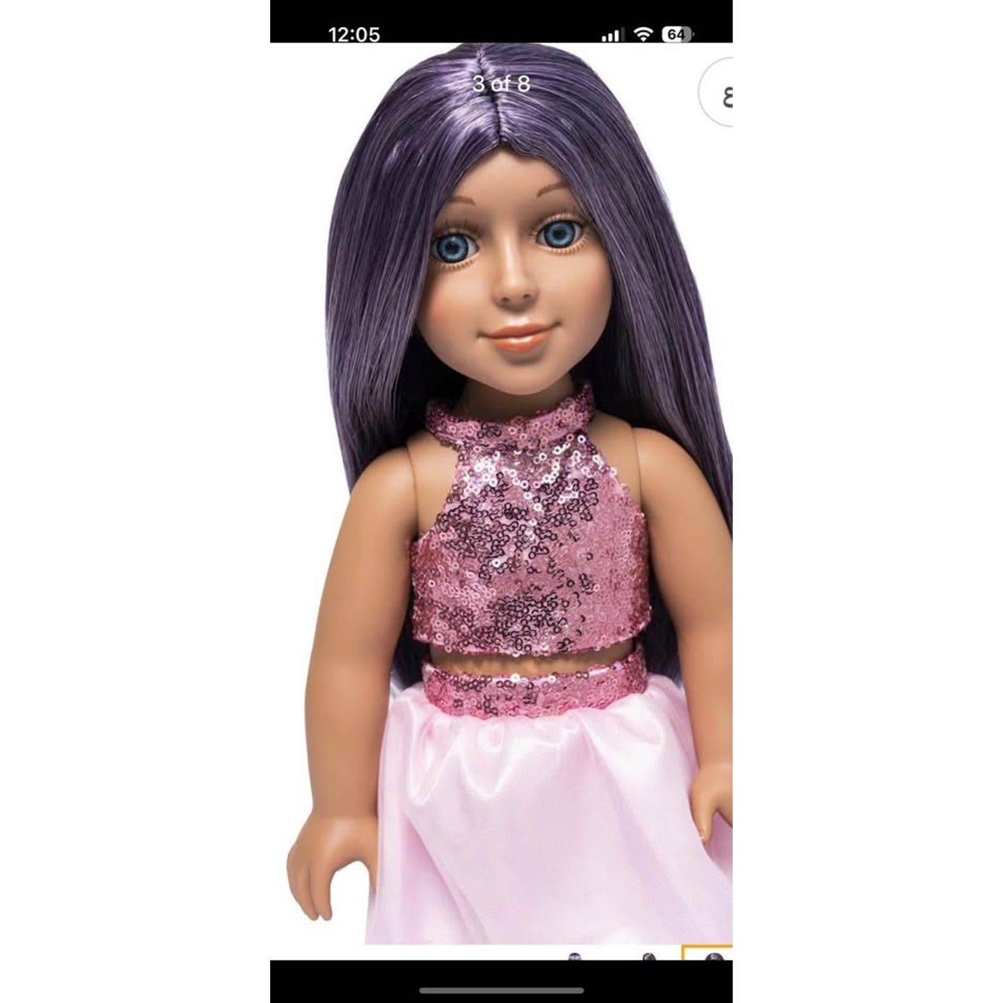 I’m a girly fashion doll Lola with purple interchangeable wig