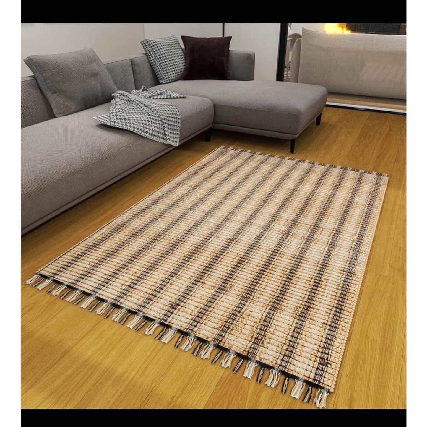 Jute Rug 6x9 Ft, Hand Woven Rug, Tightly Woven Jute Area Rug for Living Room, Bedroom, Kitchen, Dini