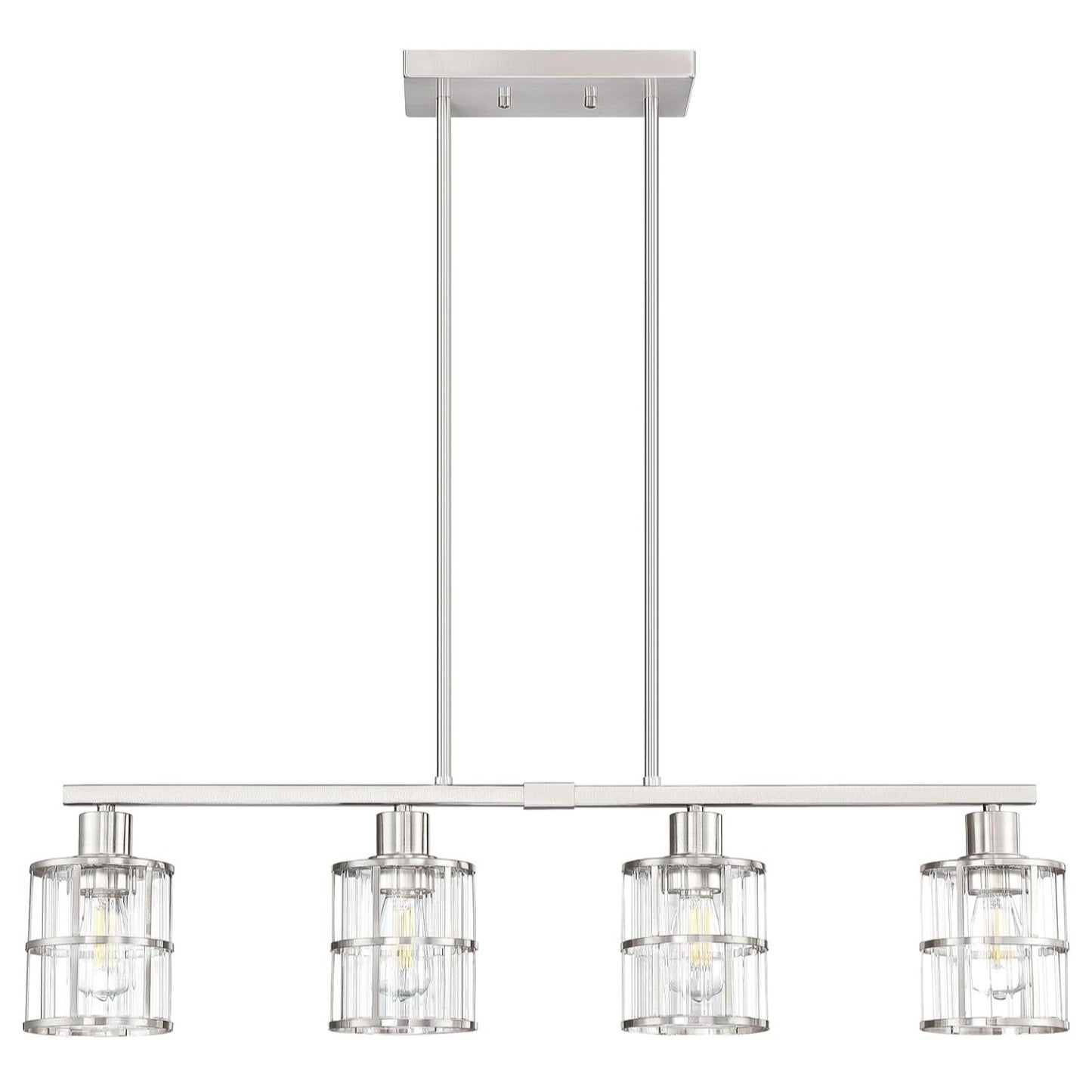 4 Light Kitchen Island Chandelier Modern Pendant Light Brushed Nickel Finish Ceiling Lighting Fixtu