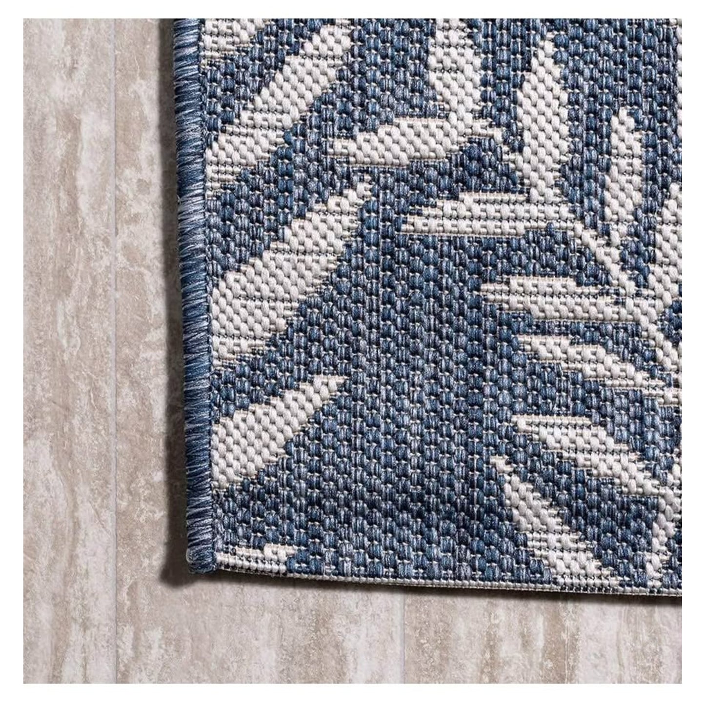 JONATHAN Y SMB119B-6R Nevis Palm Frond Navy/Ivory 6' Round Indoor/Outdoor Area Rug, Pet Friendly, No