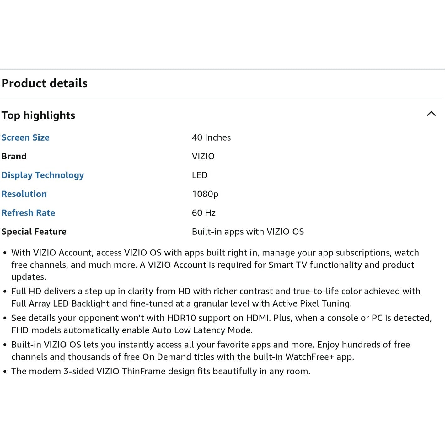 VIZIO 40-inch Full HD 1080p Smart TV with DTS Virtual: X, Alexa Compatibility, Google Cast Built-in, Bluetooth Headphone Capable, (VFD40M-08 New)