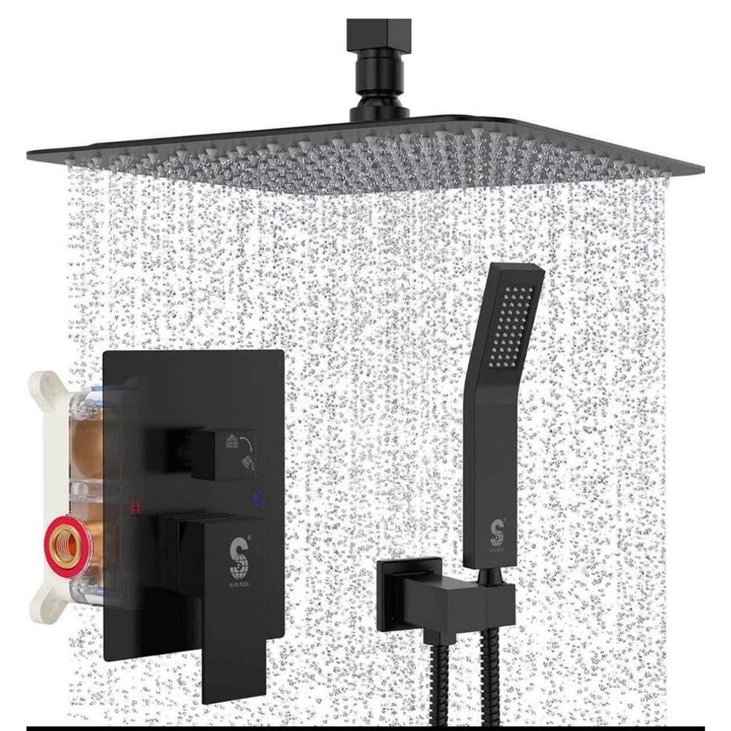 SR SUN RISE 10 Inch Ceiling Mounted Shower System Rain Mixer Shower Combo Set Rainfall Shower Head S