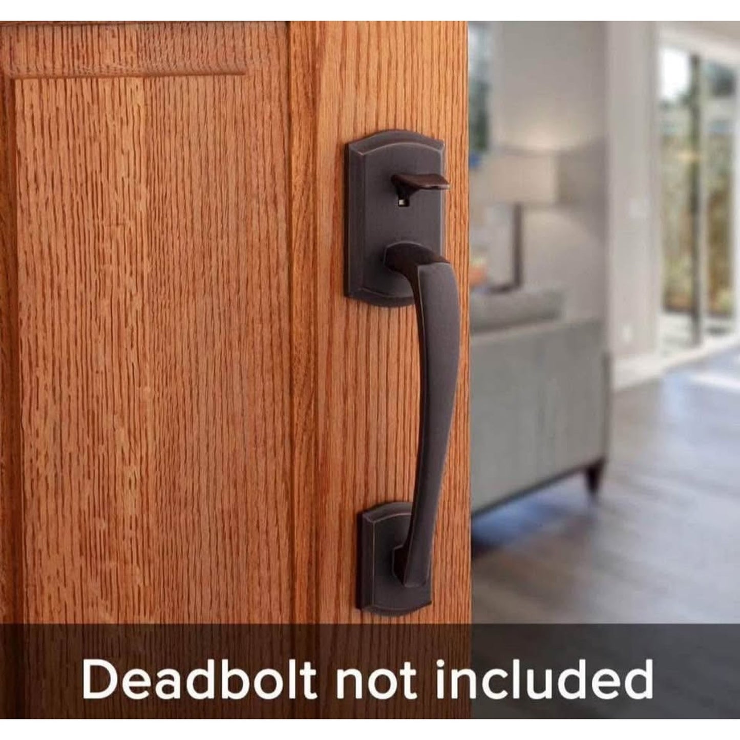 Kwikset Prescott Front Door Handle No Lock, Entry Handleset Exterior with Interior Reversible Handed