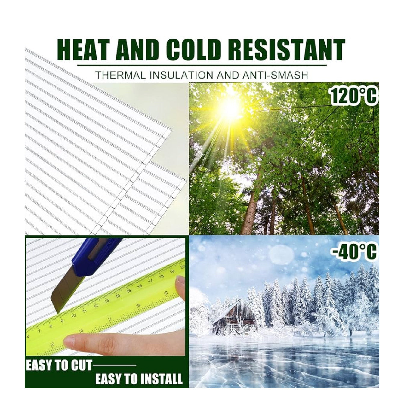 Tatuo 12 Pack 8' X 2' X 0.16'' Polycarbonate Greenhouse Panels Polycarbonate Sheets