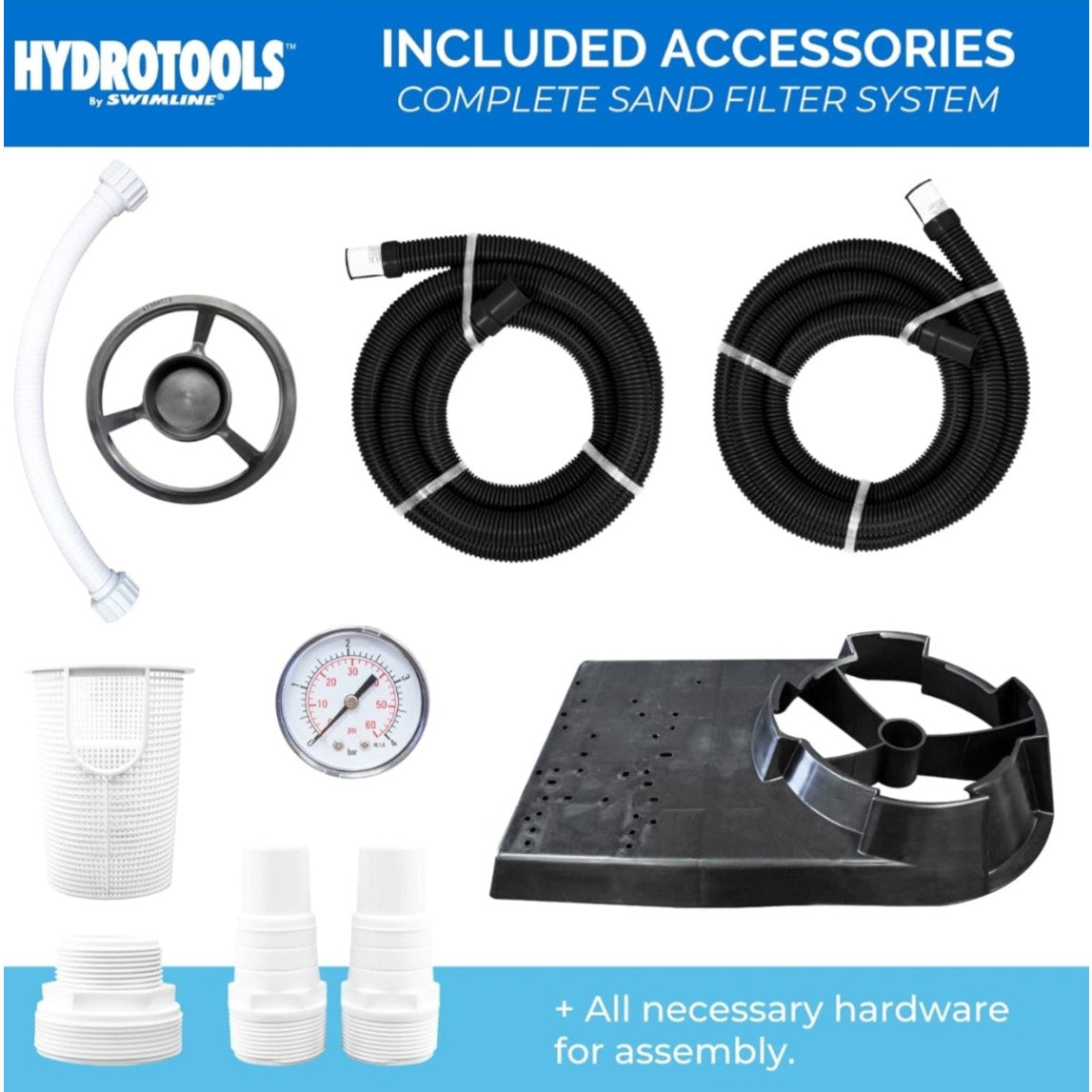 SWIMLINE HYDROTOOLS Pool Sand Filter Pump For Above Ground & Inground Pool | 24 Inch Cleaner System
