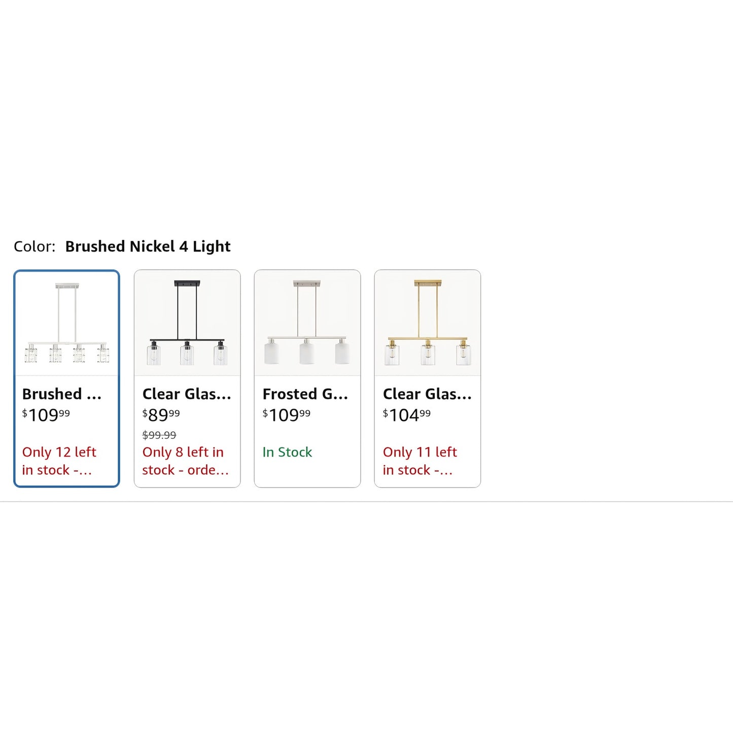 4 Light Kitchen Island Chandelier Modern Pendant Light Brushed Nickel Finish Ceiling Lighting Fixtu