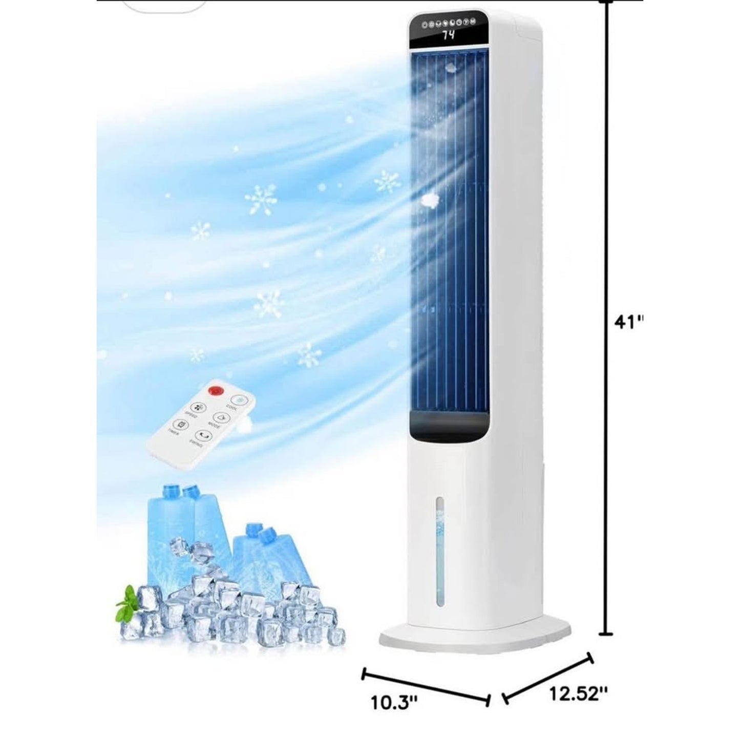 Uthfy 41" Swamp Cooler, Evaporative Air Cooler With 4 Ice Packs And Remote, 80° Oscillation